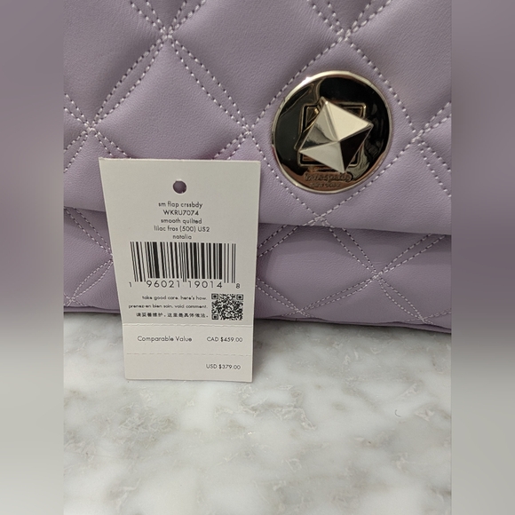 Kate Spade Lilac Quilted Shoulder Bag with Silver Chain - Picture 7 of 8